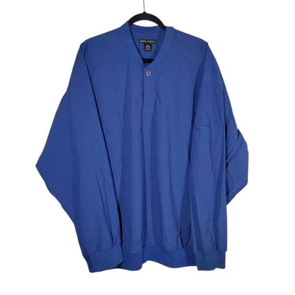 VTG Nike Golf Pullover Windbreaker Jacket Mens XXL Blue Nylon Henley Embroidered - Picture 1 of 7